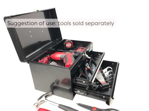 black metal box with opening|Apollo Tools 14 Inch Steel Tool Box with Deep Top Compartment .